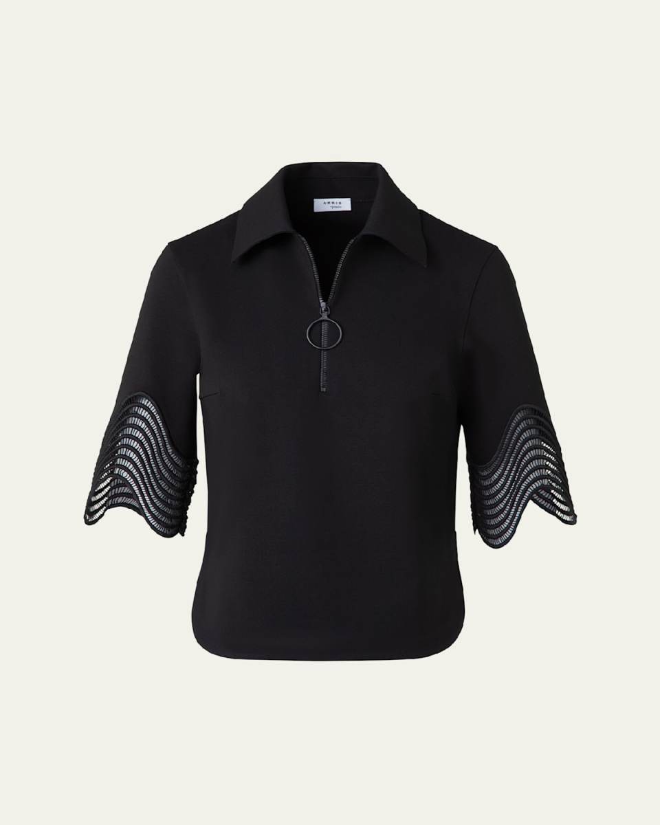 Waved Lace Borders Polo Jersey Shirt